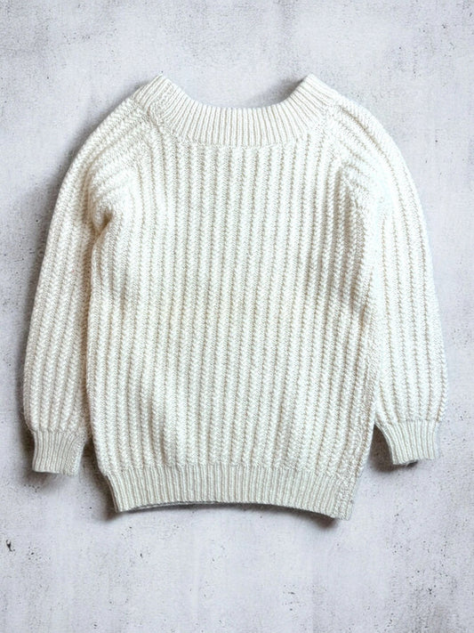 Vintage Hand Knit Cream Cable Knit Chunky Jumper XL