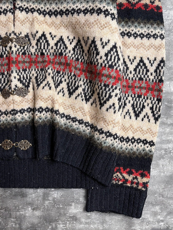 Vintage Wool Pattern Knit Aztec Sweater Autumn Large