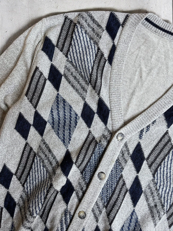 Vintage Grunge Checkerboard Cardigan XL