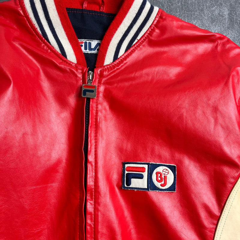 Fila Vintage Varsity Leather & PVC Jacket Large