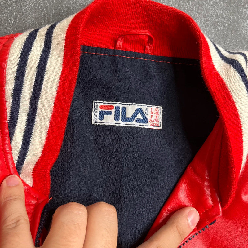 Fila Vintage Varsity Leather & PVC Jacket Large