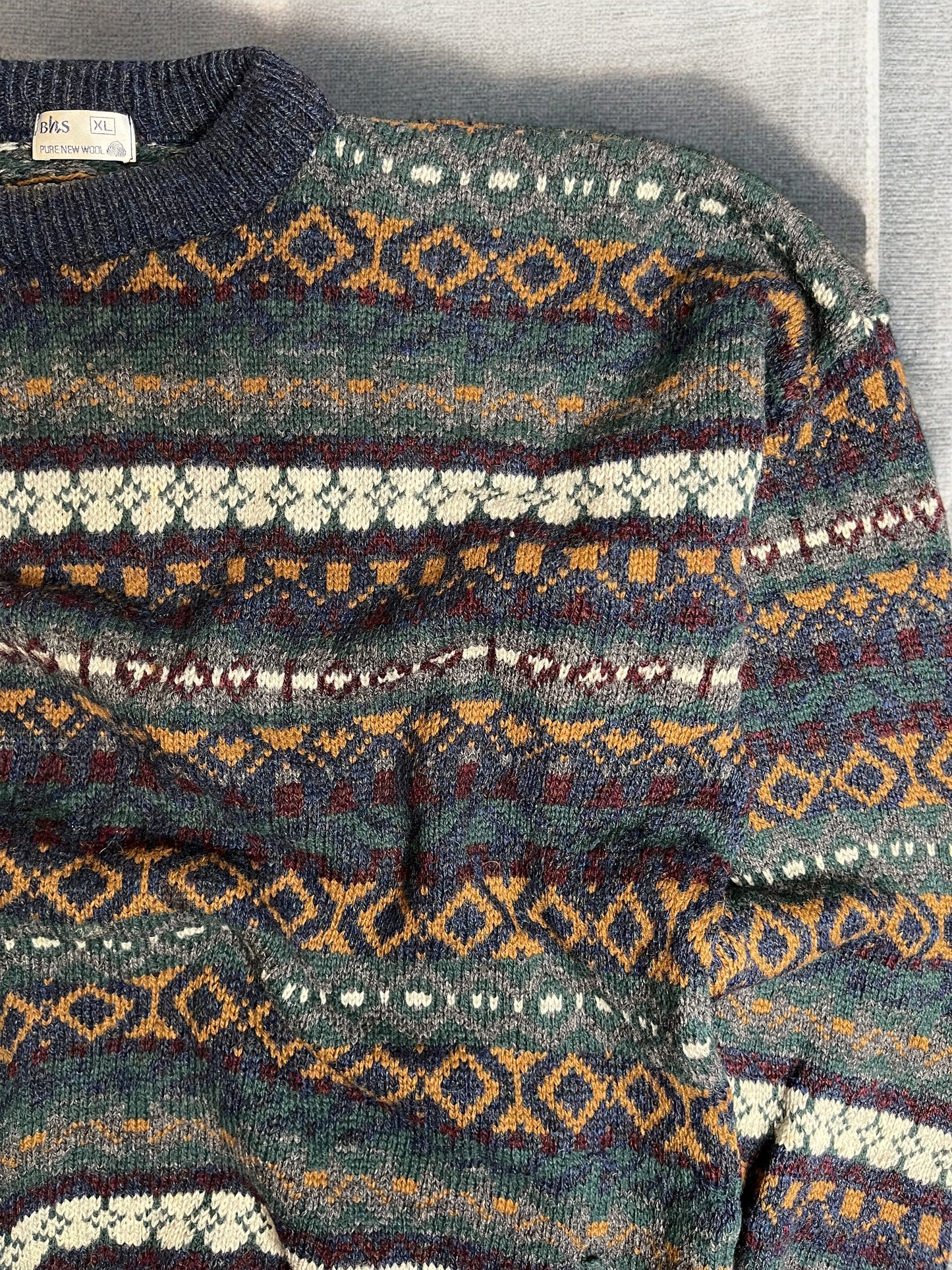 Vintage BHS Fairisle Wool Sweater XL