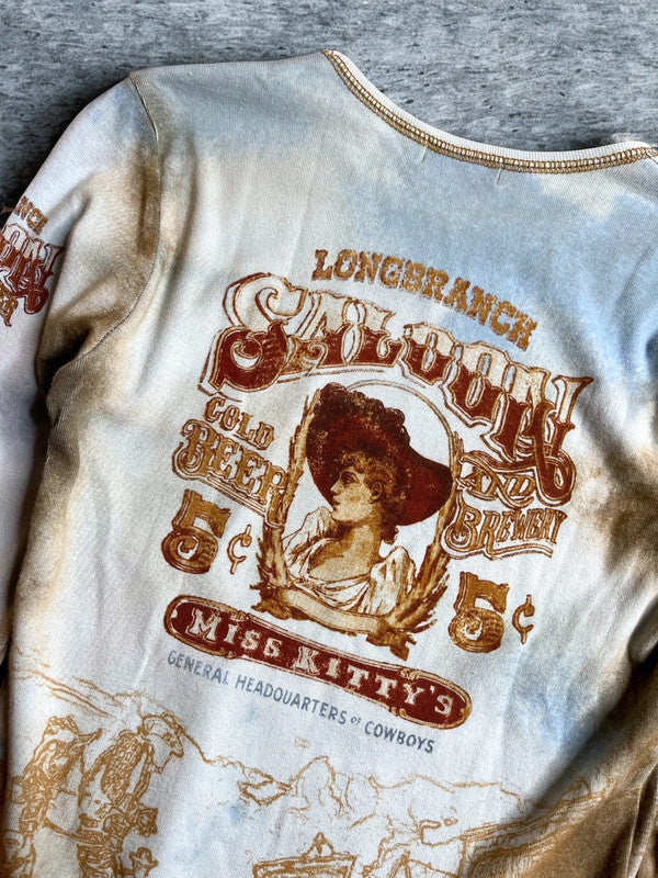 Y2K Baby Tee Long Sleeve Cowgirl Small