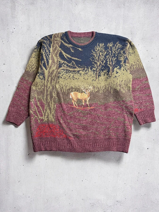 Vintage Hunting Deer Knit Jumper XL