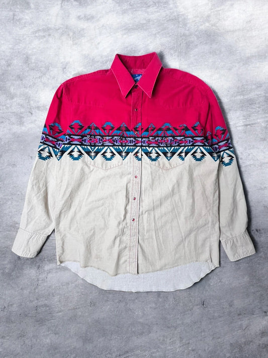 Vintage Wrangler Navajo Aztec Western Shirt XL