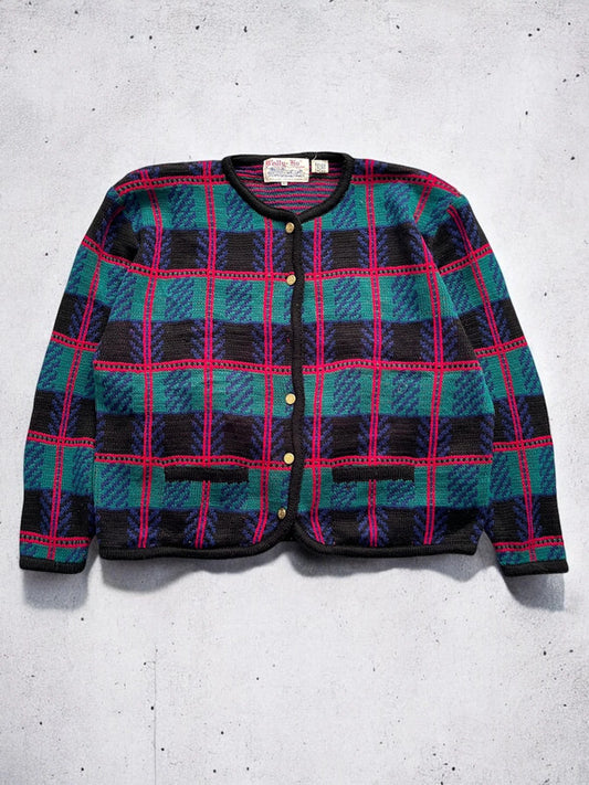 Vintage Tartan Check Cardigan XL