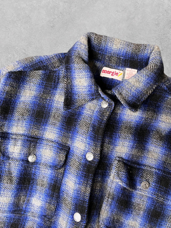 Vintage 90s Recycled Wool Flannel Overshirt Large