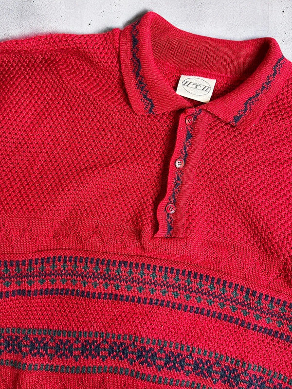 Vintage Cosby Knit Polo Neck Jumper XL