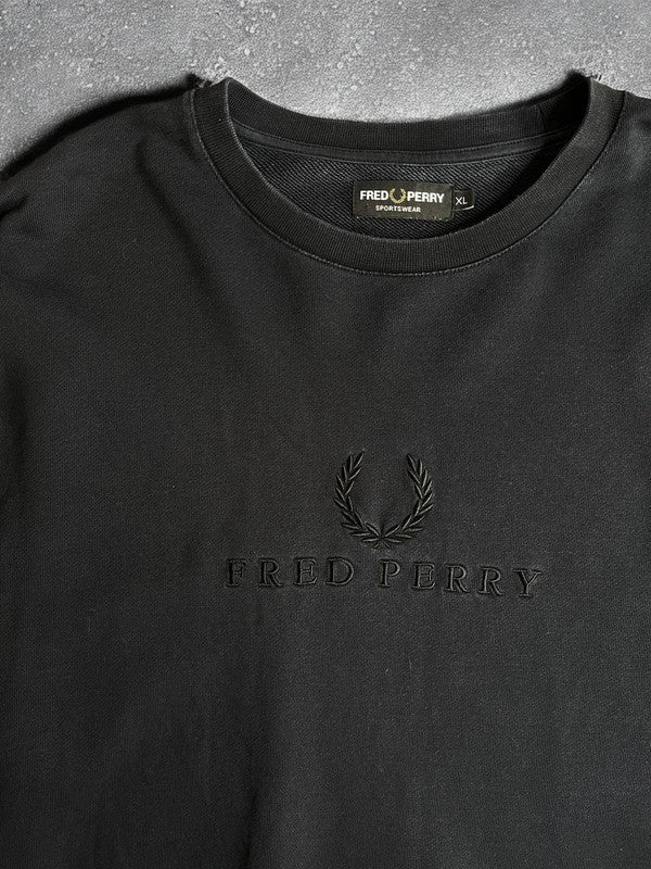 Fred Perry Logo Spellout Embroidered Sweatshirt XL