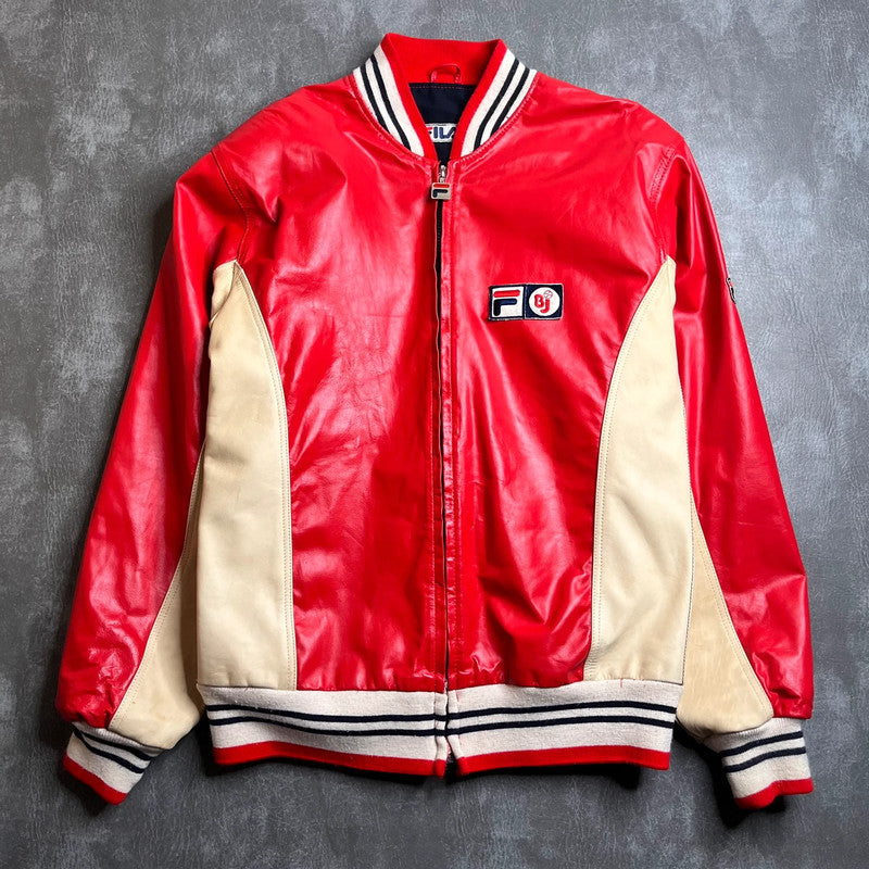 Fila Vintage Varsity Leather & PVC Jacket Large